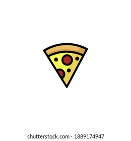 Pizza icon. Bakery icon. Simple, outline, black, flat, color.