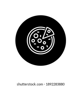 Pizza icon in black circular style. Pizza symbol. Vector illustration