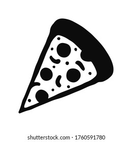 Pizza icon. Black contour silhouette. Vector flat graphic illustration. Isolated object on a white background. Isolate.