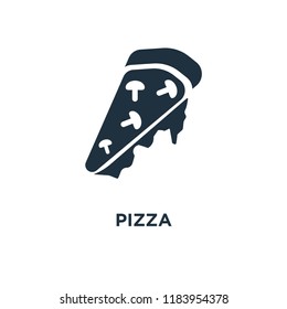 Pizza icon. Black filled vector illustration. Pizza symbol on white background. Can be used in web and mobile.