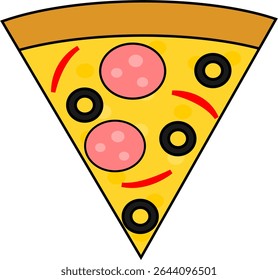 Pizza Icon in Black – Flat Design Symbol for Food, Fast Food, and Italian Cuisine