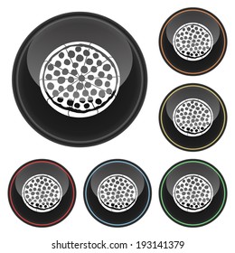 Pizza Icon.  Black Glossy Icon Set
