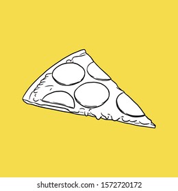 Pizza Icon by firtinali, Fast Food Concept, Sketch and Vintage style. - Vector