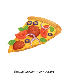  Pizza  icon. Cartoon fast food. Vector isolated  illustration.  For menu.