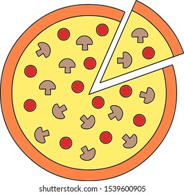 Pizza. Icon. Color image. Vector graphics.