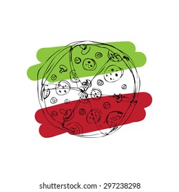 Pizza Icon With The Colors Of The Italian Flag . Logo Vector Background 2