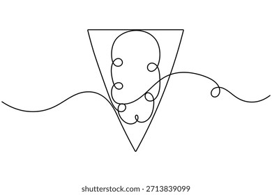 Pizza icon continuous one line drawing on white background minimalist hand drawn food slice outline vector illustration