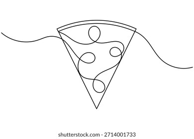 Pizza icon continuous one line drawing on white background minimalist hand drawn food slice outline vector illustration
