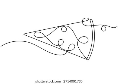 Icono de pizza de una línea continua dibujando sobre fondo blanco minimalista dibujado a mano Ilustración vectorial de contorno de rebanada de comida
