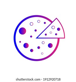 Icono de pizza. Corta pizza con salsa, plana, línea, forma de color, color de fondo icono de pizza.