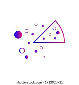 Pizza Icon. Cut pizza with sauce, flat, line, color shape, color background pizza icon.