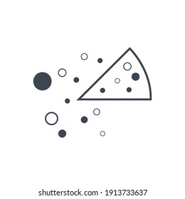 Pizza Icon. Cut pizza with sauce, flat, line, color shape, color background pizza icon.