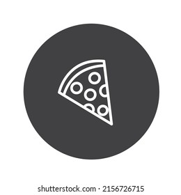 Pizza icon with dark gray circle on white background