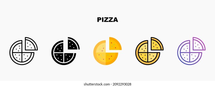 Pizza icon designed in outline flat glyph filled line and gradient. Perfect for website mobile app presentation and any other projects. Enjoy this icon for your project.