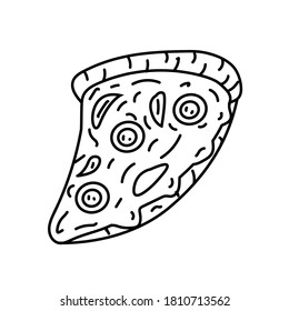 Pizza Icon. Doodle Hand Drawn or Black Outline Icon Style
