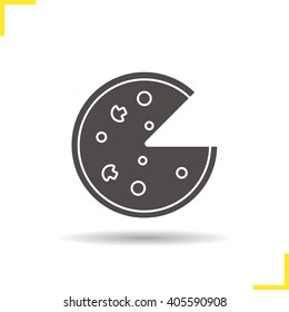 Pizza icon. Drop shadow silhouette symbol. Pizzeria sign. Vector isolated illustration