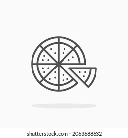 Icono de pizza. Estroque editable y píxel perfecto. Estilo de esquema. Ilustración vectorial. Disfruta de este icono para tu proyecto.