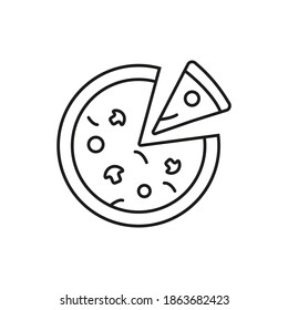 pizza icon element of fast food icon for mobile concept and web apps. Thin line pizza icon can be used for web and mobile. Premium icon on white background