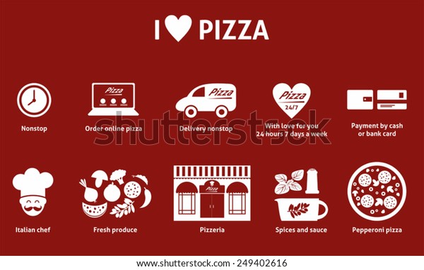 pizza icon, fast delivery\
service