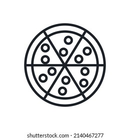 Pizza icon. Fast food and bakery isolated line icons