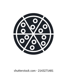 Pizza icon. Fast food and bakery isolated vector silhouettes