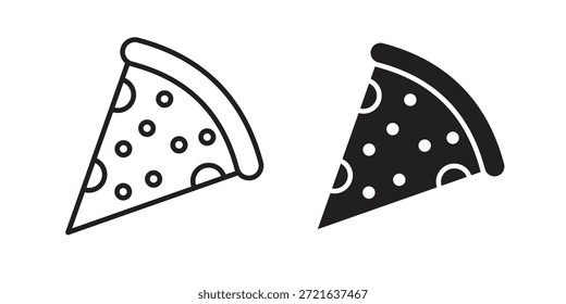 Icono de pizza en línea delgada, estilo de trazo para Sitio web y App