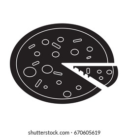 pizza icon flat black