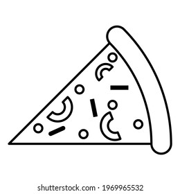 Pizza-Ikone flach schwarz-weißes Dreieck-Form geschnitten aus einer runden Pizza-Platte Es imitiert die Pizza-Form Vektor, die italienische Küche.