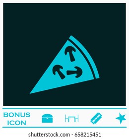 Pizza icon flat. Blue pictogram on dark background. Vector illustration symbol and bonus icons