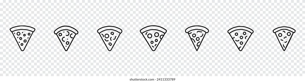 Pizza Icon, Pizza flat line icon. Pizza icon, Pizza slice outline style vector icon, Icons Pizzas in flat style isolated on white background.