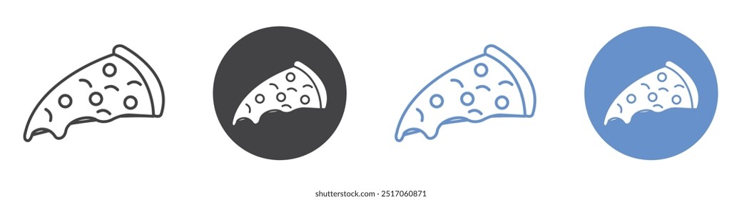Pizza icon flat line symbol set.
