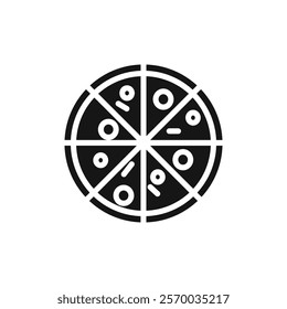 Pizza icon Flat simple outline set