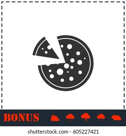 Pizza icon icon flat. Simple vector symbol and bonus icon