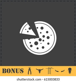 Pizza icon icon flat. Simple vector symbol and bonus icon