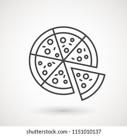 .Pizza icon. Pizza in flat style isolated on white background. Food silhouette. Vector illustration Logo, Symbol