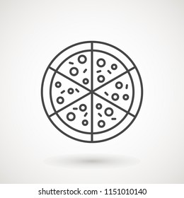 .Pizza icon. Pizza in flat style isolated on white background. Food silhouette. Vector illustration Logo, Symbol
