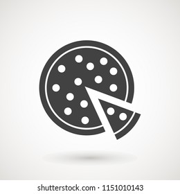 .Pizza icon. Pizza in flat style isolated on white background. Food silhouette. Vector illustration Logo, Symbol