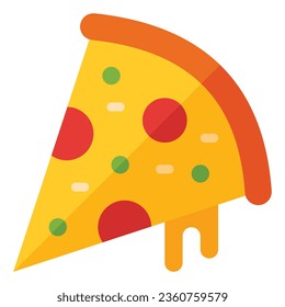pizza icon in flat style isolated on white background. Fastfood icon, vector illustration for graphic design projects