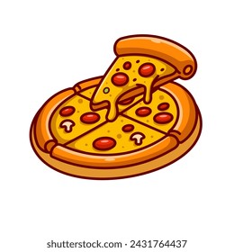 Pizza icon in flat style isolated on white background. Vector illustration