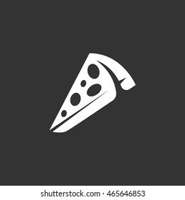 Pizza icon in flat style isolated on black background. Simple logo silhouette. Abstract sign, symbol, pictogram. Vector illustration