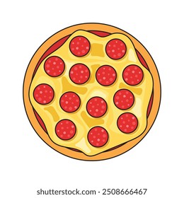 Ícone de pizza em estilo plano. Ilustração do vetor de alimentos de Pepperoni em fundo isolado. Pizzaria assina conceito de negócios.