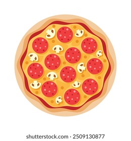 Ícone de pizza em estilo plano. Ilustração do vetor de alimentos de Pepperoni em fundo isolado. Pizzaria assina conceito de negócios.