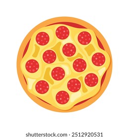 Ícone de pizza em estilo plano. Ilustração do vetor de alimentos de Pepperoni em fundo isolado. Pizzaria assina conceito de negócios.