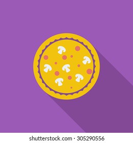 Pizza icon. Flat vector related icon with long shadow for web and mobile applications. It can be used as - logo, pictogram, icon, infographic element. Vector Illustration.