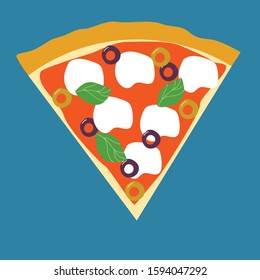 Pizza icon flat vector tomato souse and cheese hand drawn elements.