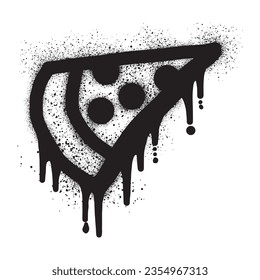 Pizza icon graffiti with black spray paint