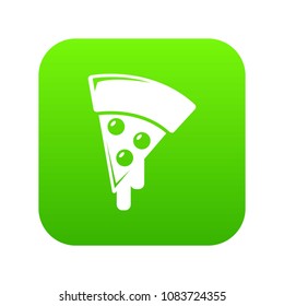 Pizza icon green vector isolated on white background