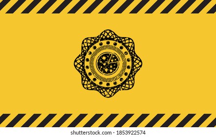 pizza icon grunge warning sign emblem. Vector Illustration. Detailed. 