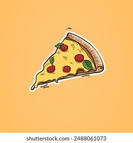 icono de la pizza, dibujo a mano de la pizza de dibujos animados. garabato de comida linda. ilustración de comida