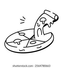 Pizza icon in hand drawn style 

